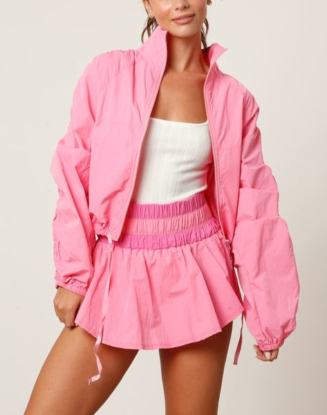sporty nylon windbreaker jacket // bubblegum