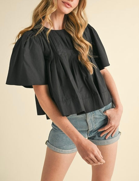 Addi pleated swing top / black