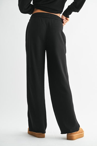 wide leg cotton core pants / black