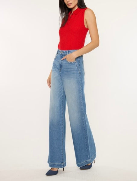 Anna high rise wide leg jean / medium wash