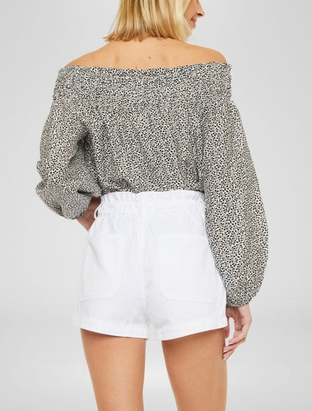 white paper bag shorts