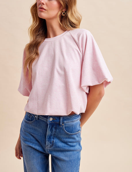 Collins jersey knit bubble hem top / petal blush (PREORDER ARRIVES JULY 14)