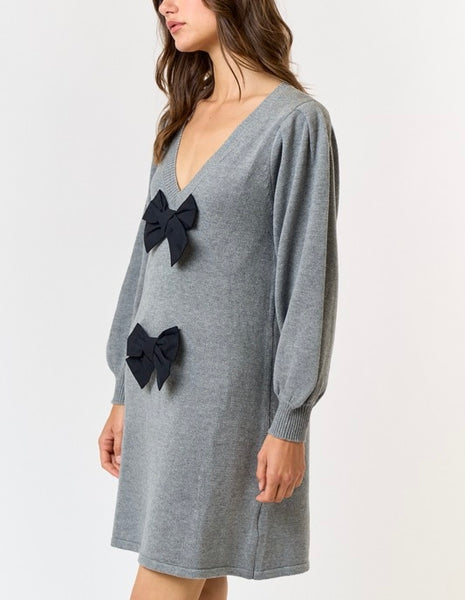 London bow sweater dress / grey