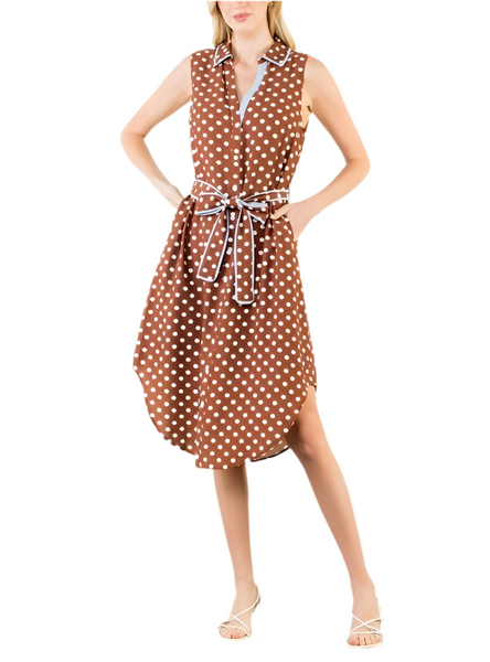 THML polka dot dress / brown