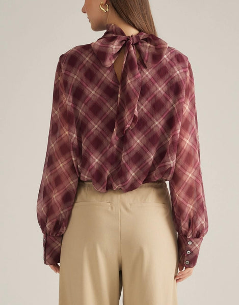 Reese Plaid Blouse / Merlot