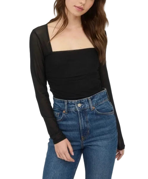 sheer sleeve top / black