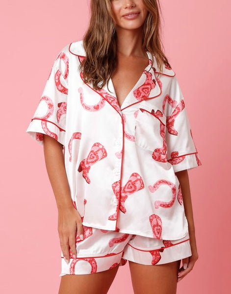 cowboy up satin pj set