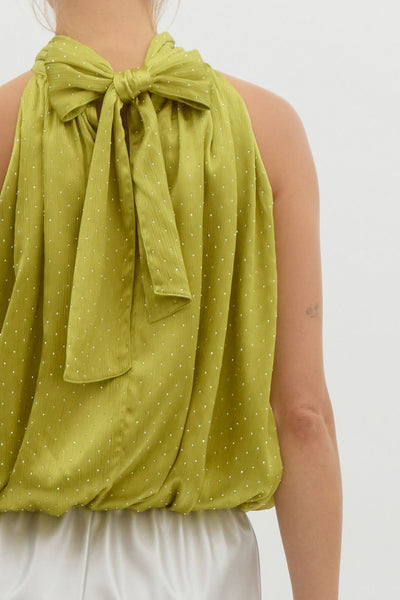 sparking martini satin top /olive (RESTOCK!)