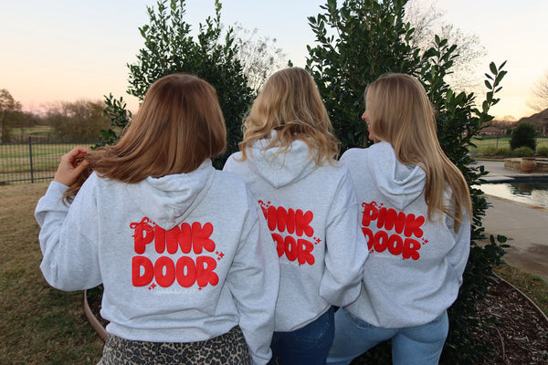 Pink Door Holiday Hoodie 2025  / heather grey