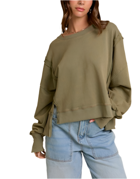 exposed seam sweatshirt / olive