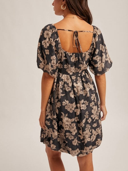Jacquard floral dress /slate
