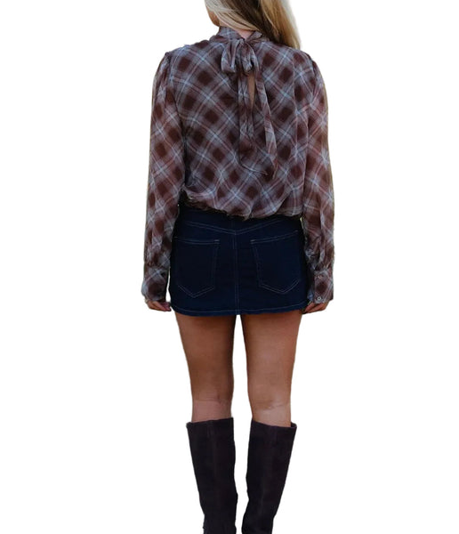 Reese Plaid Blouse / Brown