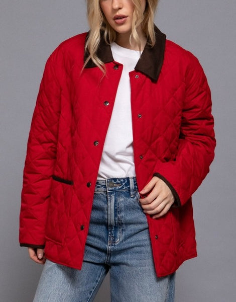 Katie quilted work jacket / red