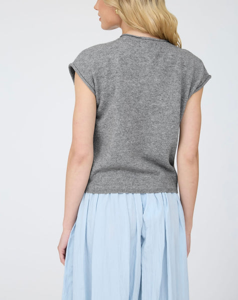 Nora Sleeveless Cardigan / Heather Grey