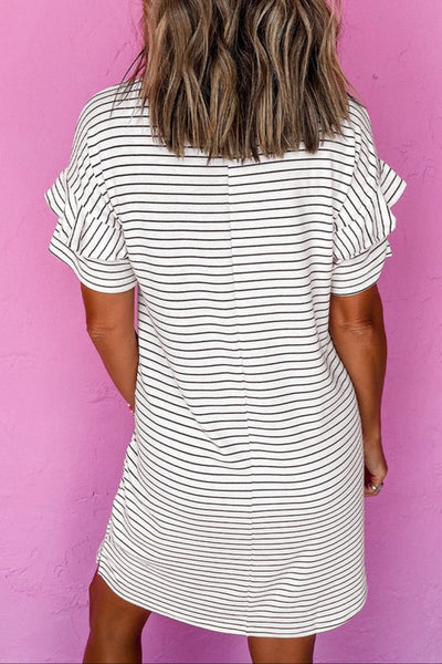 between the lines stripe t-shirt dress / white