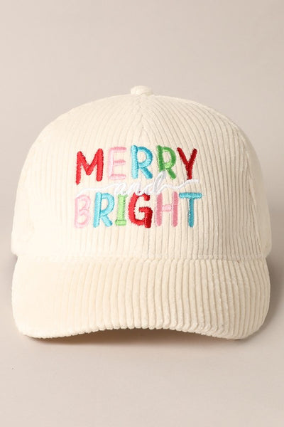 merry & bright corduroy baseball cap / ivory