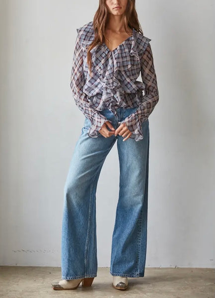 Faith Ruffle Top / Blue