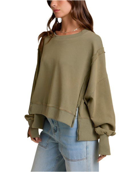 exposed seam sweatshirt / olive