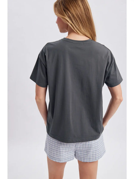 Western Icons embroidered tee / charcoal