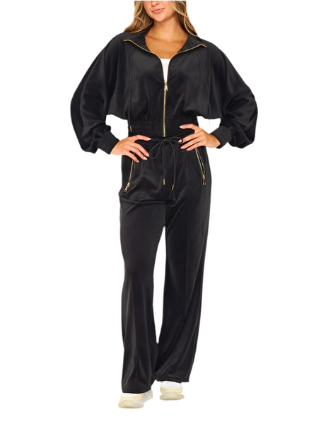 velour track suit / black