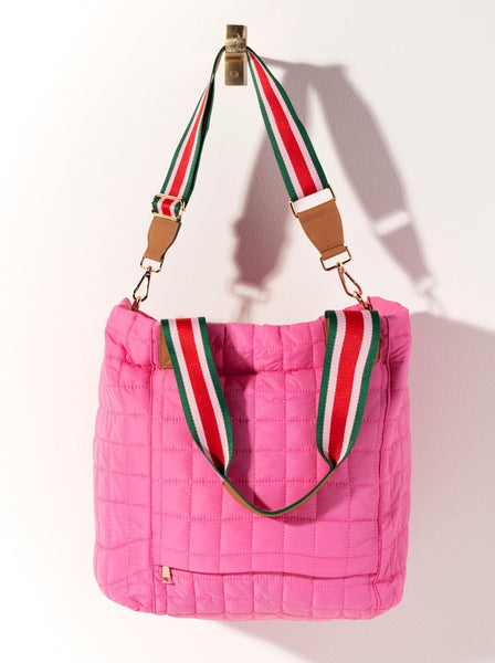 quilted travel tote /hot pink