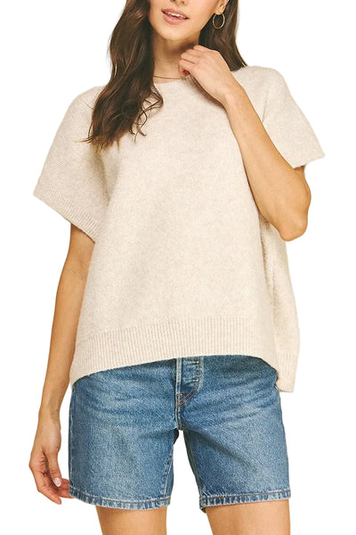 Darla Cap Sleeve Sweater/ Cream
