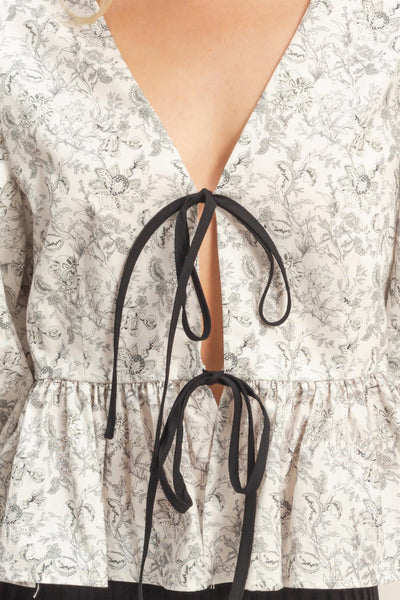 toile péplum top with ties