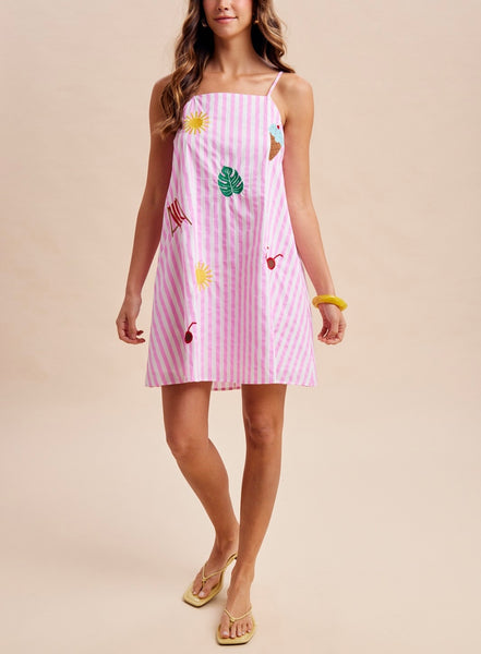 Summer Time stripe dress / Hot Pink