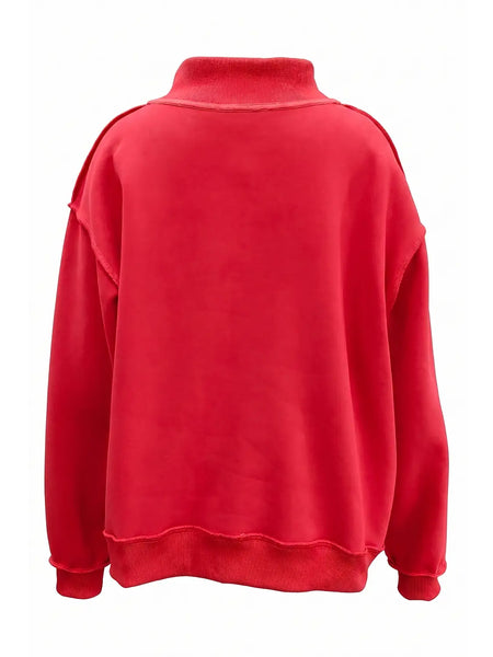 OKLAHOMA Embroidered Mock Neck Sweatshirt / Red (PREORDER ARRIVES APPROX.SEPT 20)