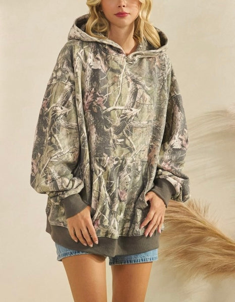 camo oversized fleece hoodie
