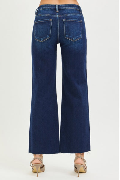 Risen tummy control crop straight leg jean / dark wash