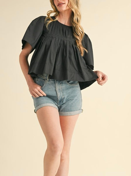 Addi pleated swing top / black