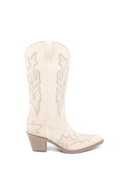 Morgan embroidered western boot / ivory