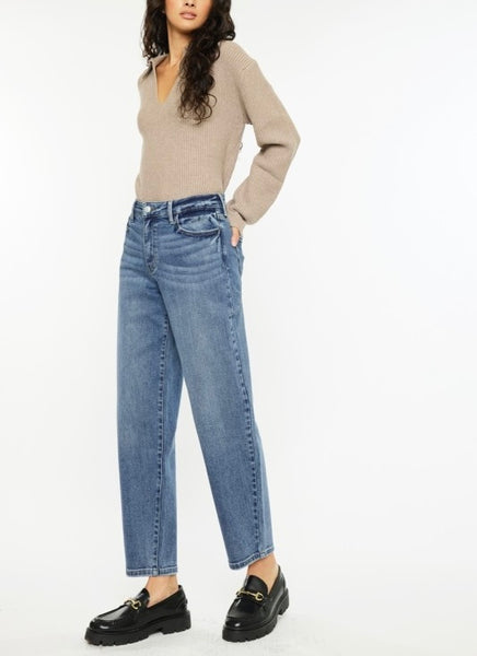 Kan Can high rise barrel fit jean / medium wash