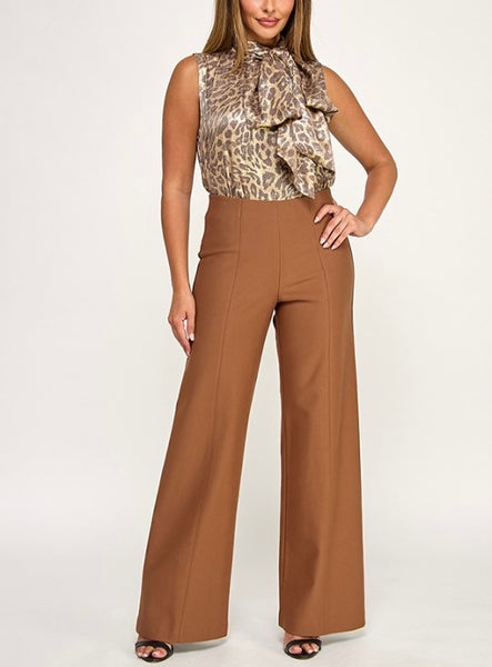 leopard bow tie sleeveless top