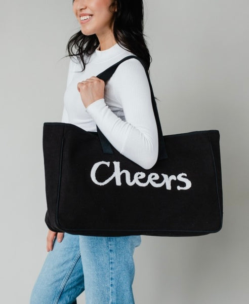 cheers canvas tote bag / black