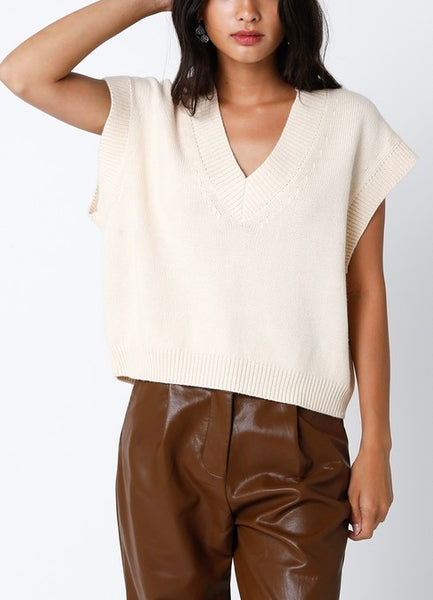 Victoria short sleeve sweater / cream