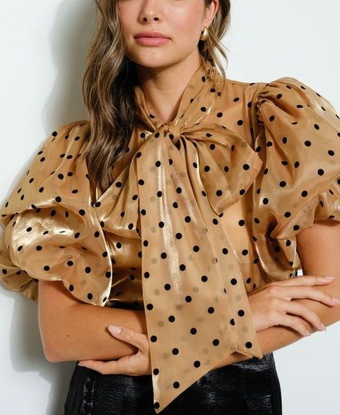 Goldie puff sleeve bow blouse