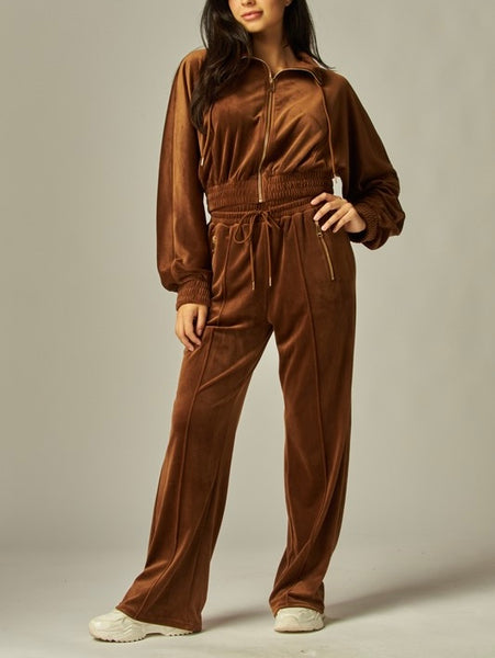 velour track suit / cocoa