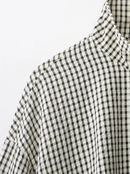 Gingham Zip Up Jacket / Black & White