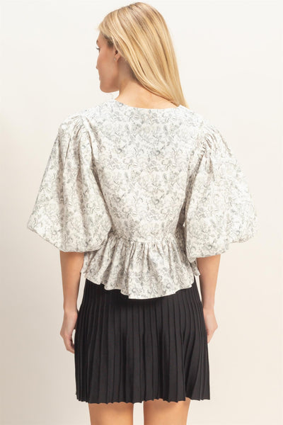 toile péplum top with ties