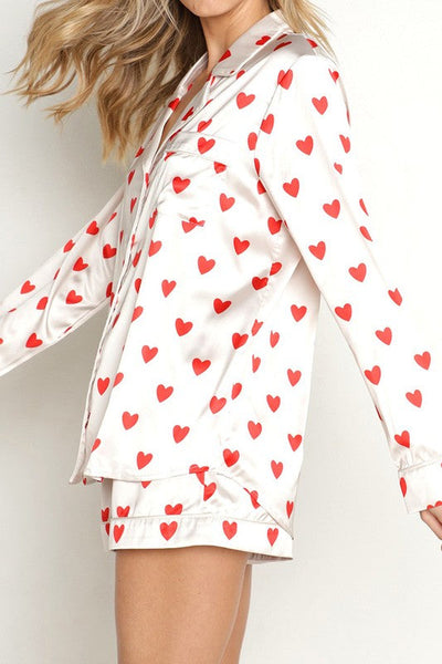heart satin pj set