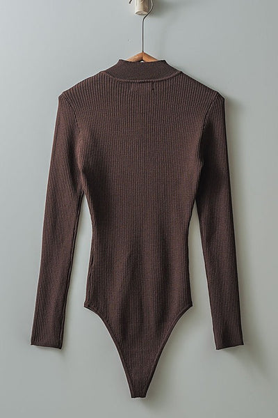 ribbed knit bodysuit / chocolate