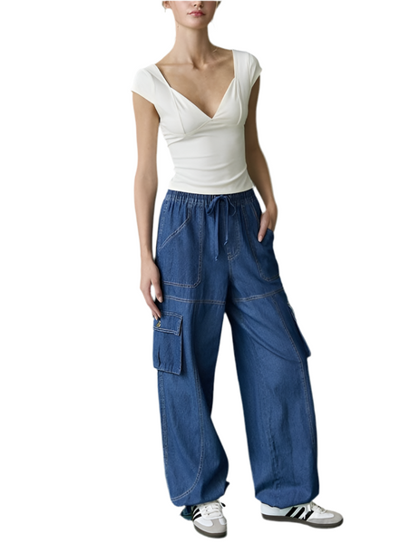willow denim cargo pant / dark wash