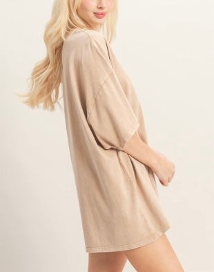 oversized mineral wash tee / mocha