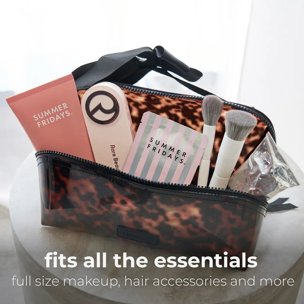 Case-Mate Jelly Cosmetic Bag / Tortoiseshell /Lay Flat Makeup Bag