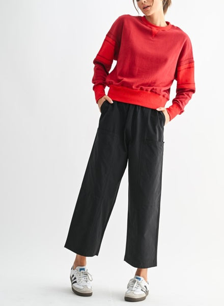Voyager wide leg cropped pant / black