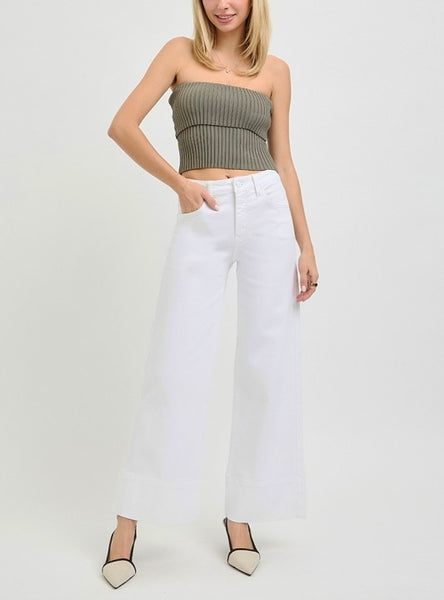 Risen tummy control ankle pant / white