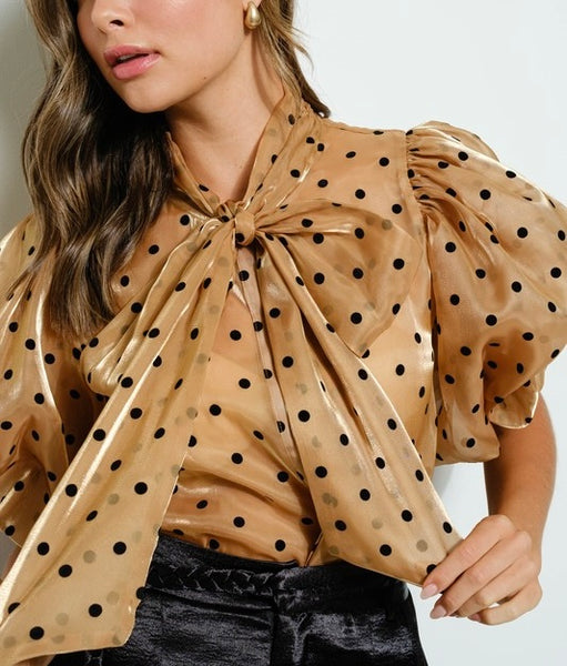 Goldie puff sleeve bow blouse