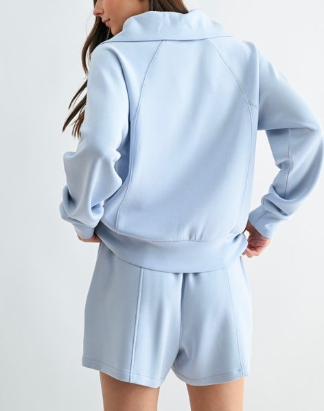 laguna 1/4 zip pullover / sky blue